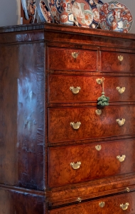Early George II, Burl Yew Wood Chest On Chest Detail