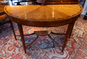 George III Style Demi-Lune Satinwood Console Table detail