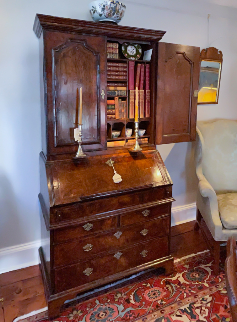 George II Burl Walnut Secretary Bookcase -Detail