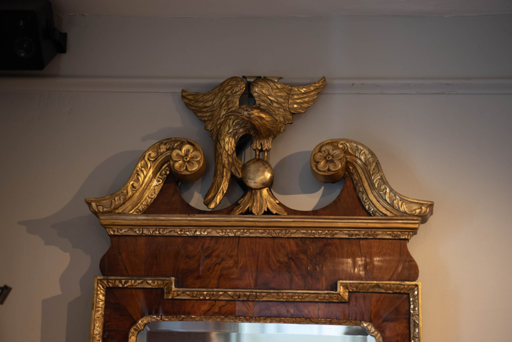Chippendale Parcel- Gilt Carved Constitution Mirror Top Detail