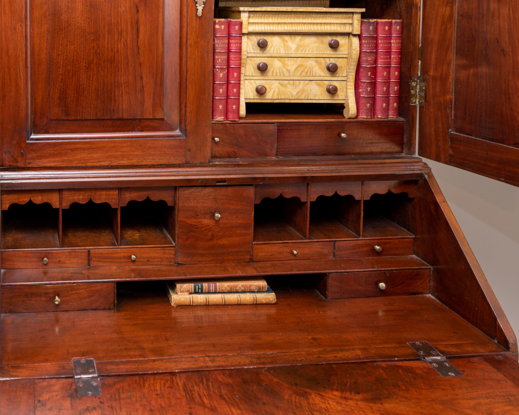 Chippendale Walnut Secretary Bookcase Surface