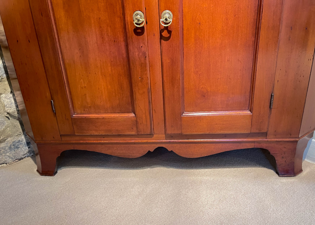 Federal Cherry Two-Part Corner Cupboard -bottom detail