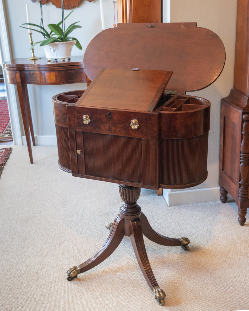 Federal Mahogany Sewing Table open