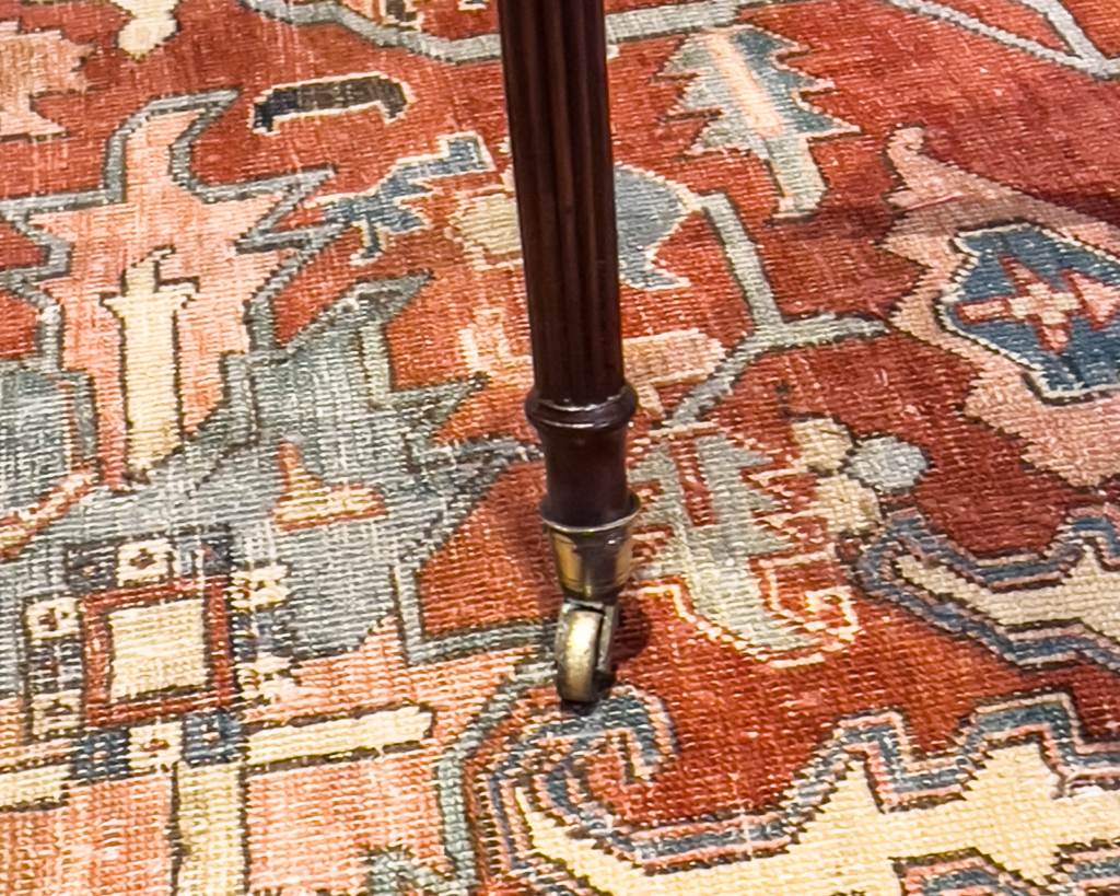 Federal Inlaid And Figured Mahogany Serpentine Work Table - leg detail