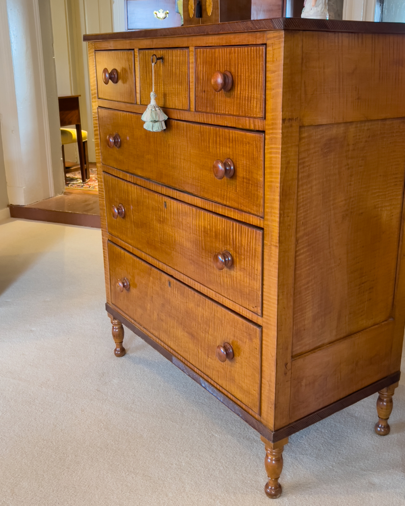 Sheraton Tiger Maple Chest Of Drawers - side view