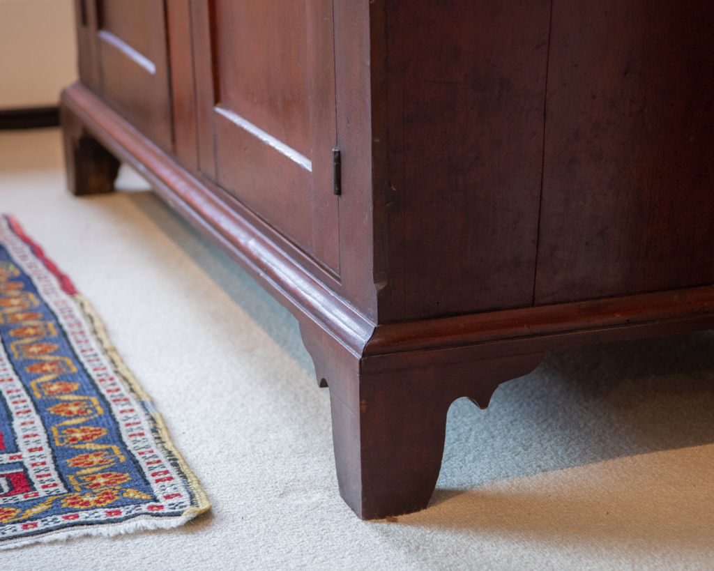 Country-Painted Federal Step-Back Cupboard - base detail