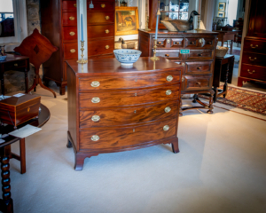 Chippendale Figured Mahogany Bow Front Chest Of Drawers