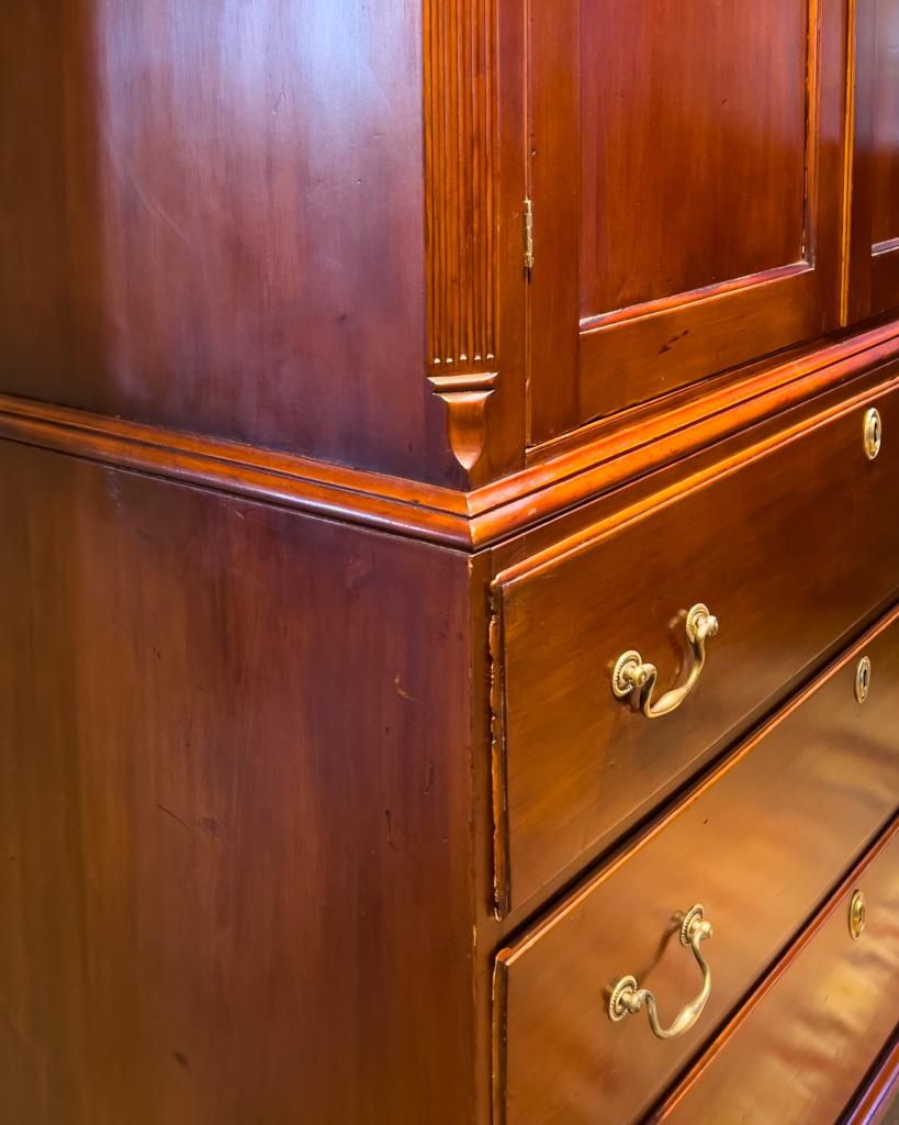 Chippendale Gumwood Linen Press - Side Detail