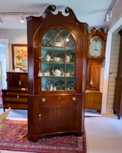 Chippendale Cherry Inlaid Corner Cupboard