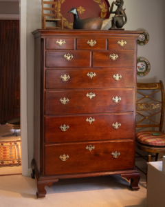 Chippendale Walnut Tall Chest Of Drawers