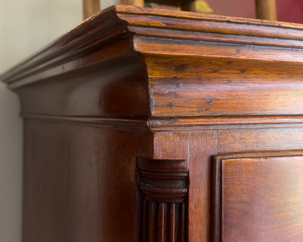 Chippendale Walnut Tall Chest Of Drawers -Top Detail