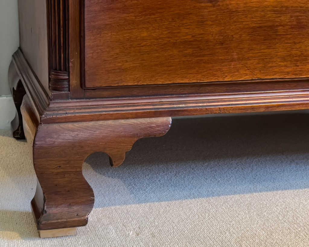 Chippendale Walnut Tall Chest Of Drawers -Base Detail