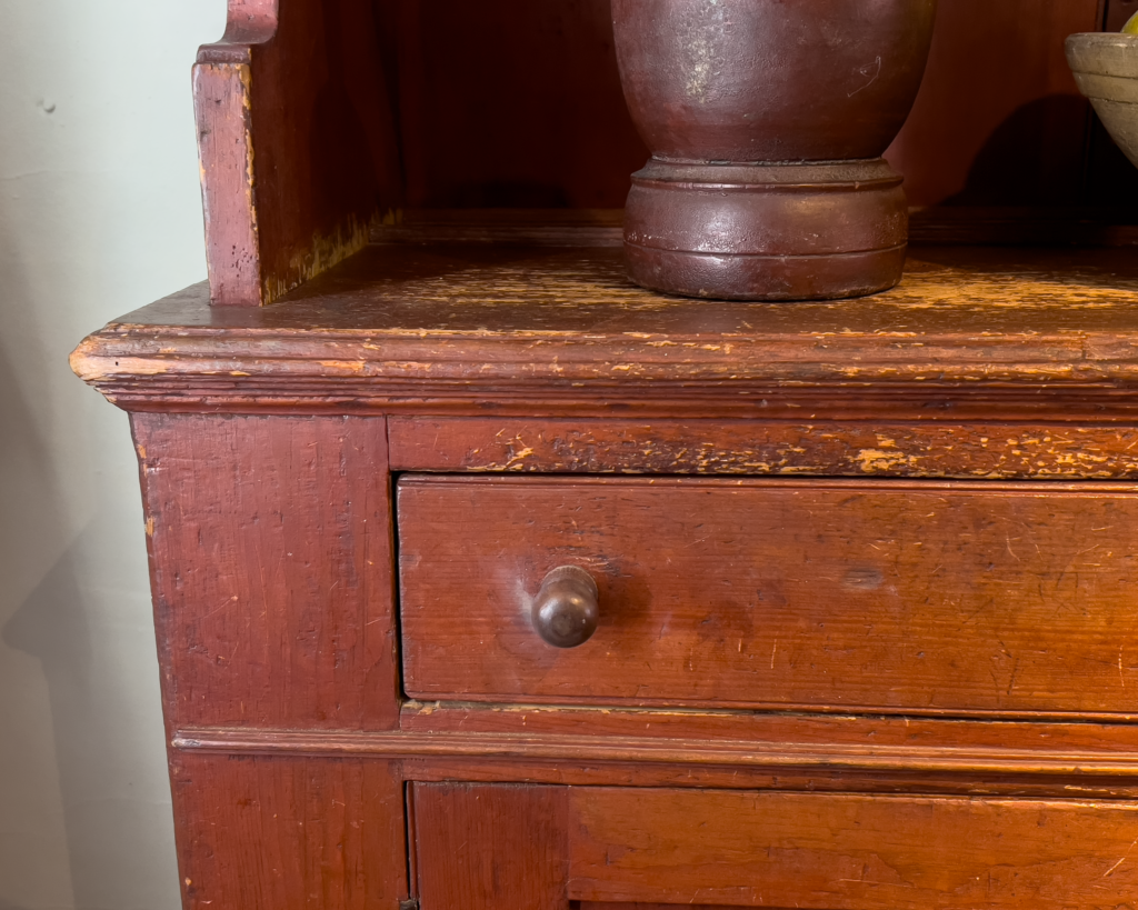 Country Step-Back Painted Cupboard top detail