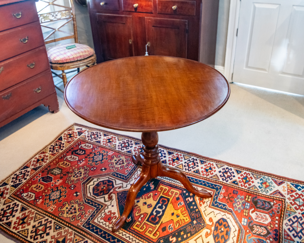 Queen Anne Tiger Maple Tea Table - Top View