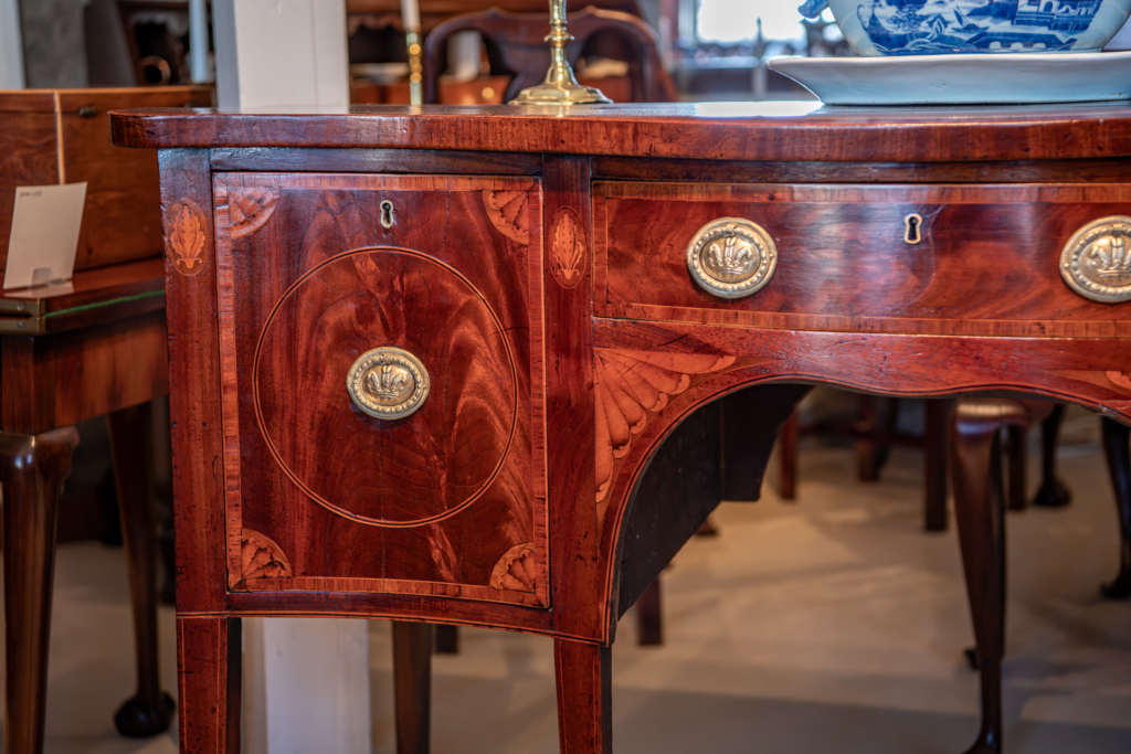 George III, Mahogany Inlaid Sideboard Detail