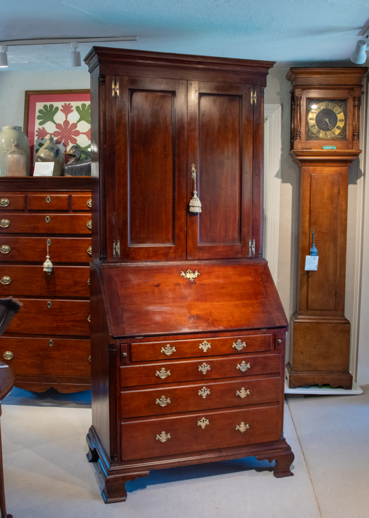 Chippendale Cherry Secretary Bookcase desktop closed