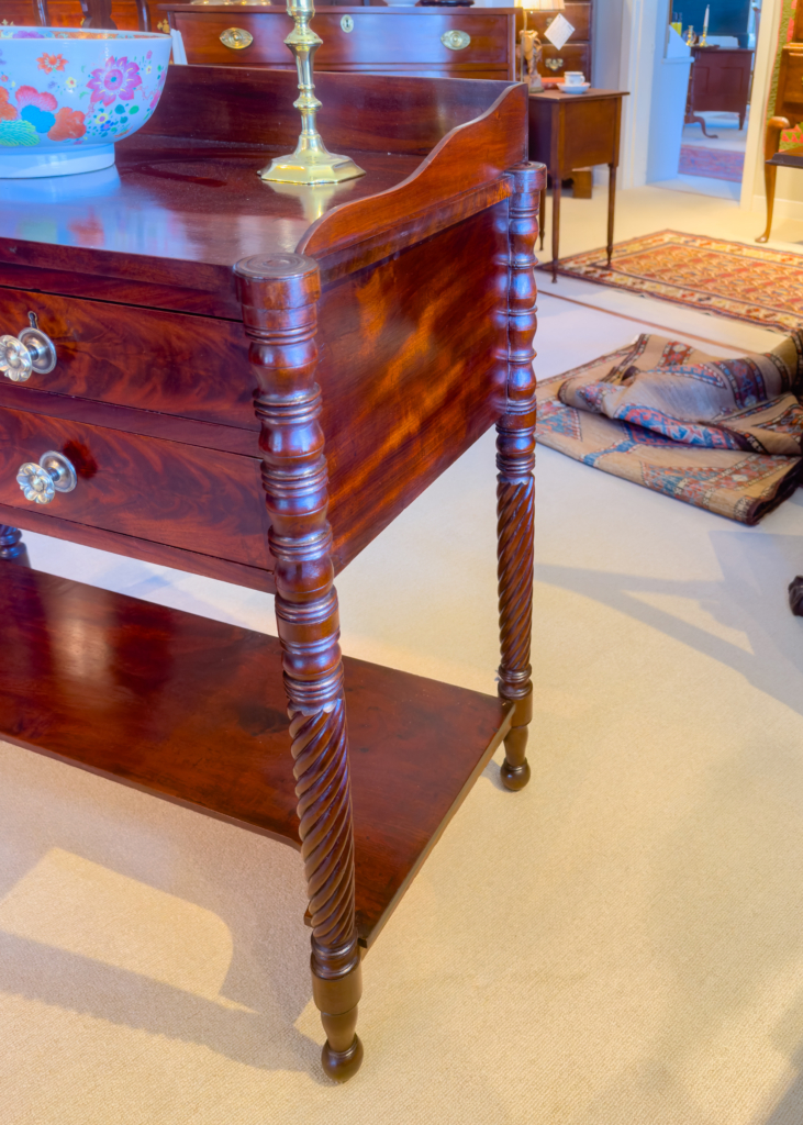 Federal Figured Mahogany Serving Table - side detail