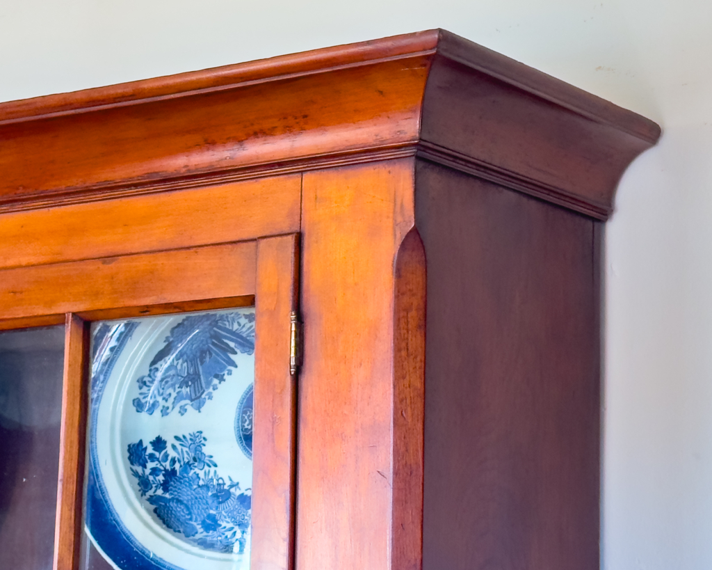 Federal Cherry Step-Back Cupboard -  crown detail